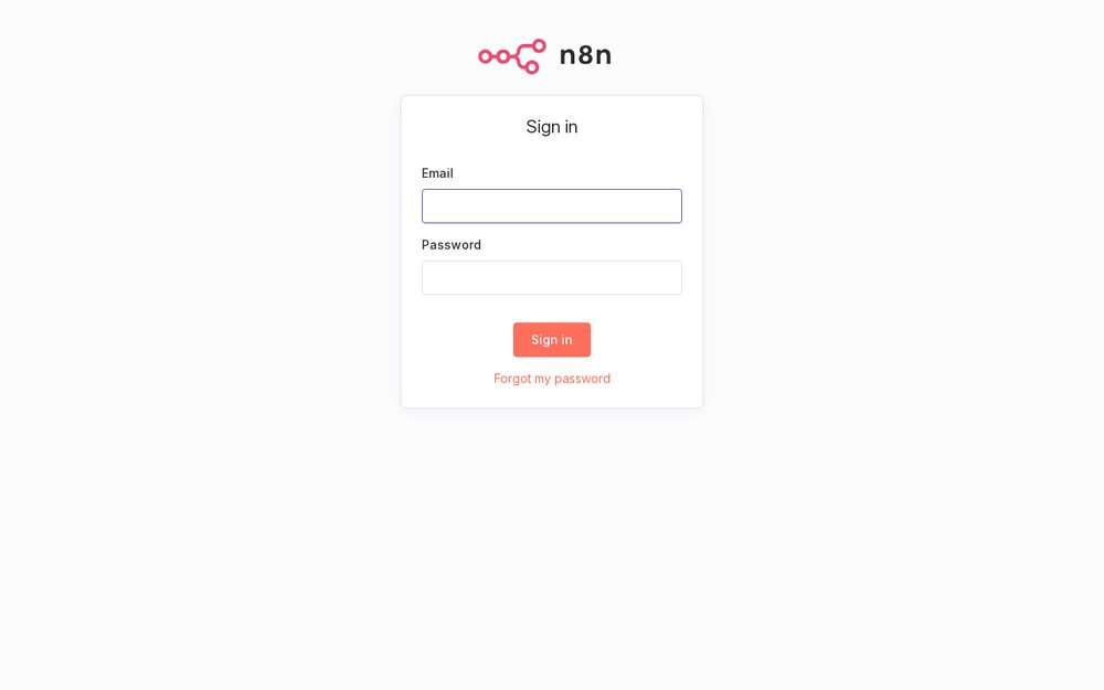 Interface n8n, instance hébergée par Domite