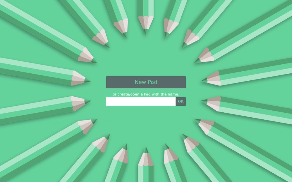 Interface Etherpad, instance hébergée par Domite
