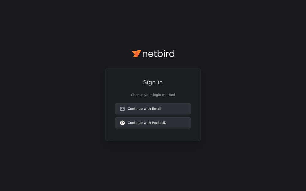Interface NetBird, instance hébergée par Domite